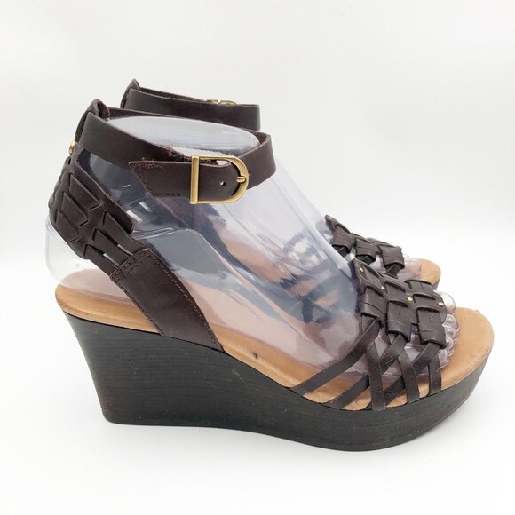 UGG Farrah Y2K Platform Wedge Brown Strappy Sandals Womens 6 - Picture 3 of 11